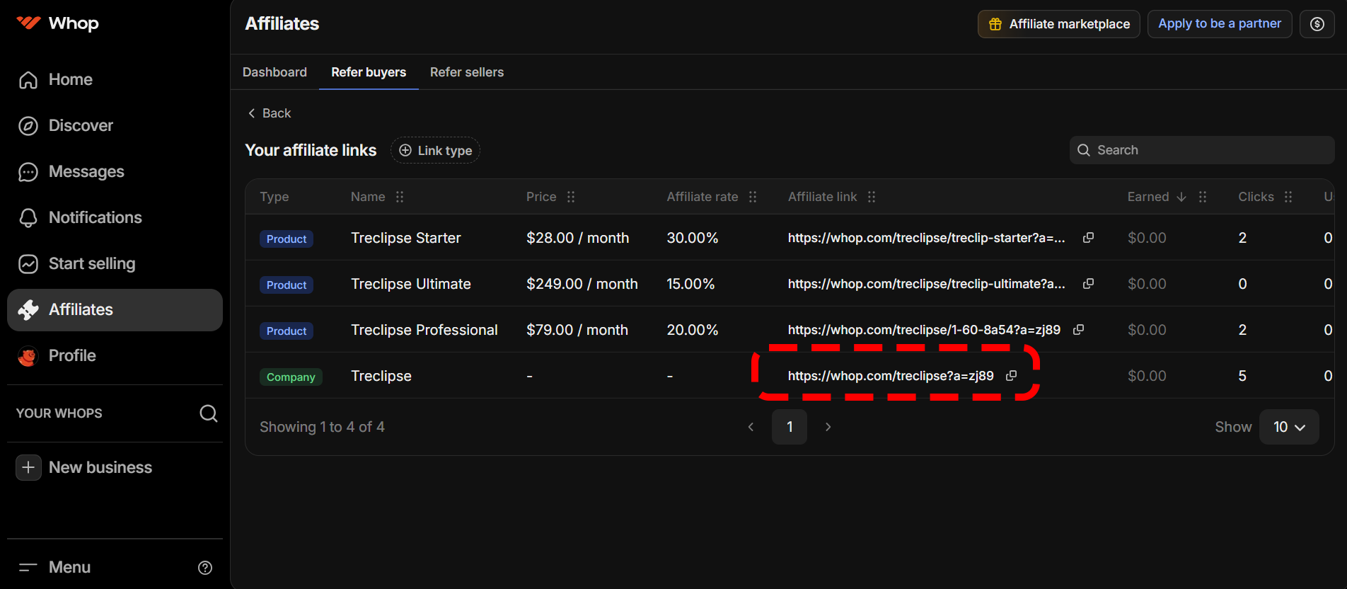 Treclipse referral link example